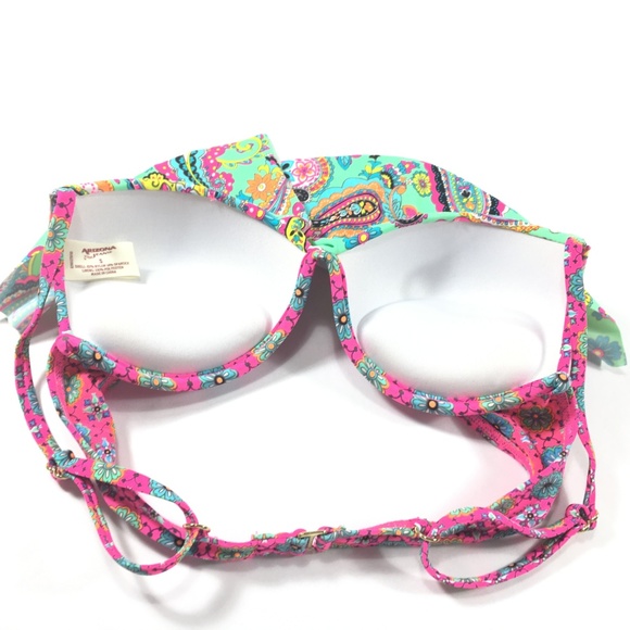 Arizona Jean Company 
Floral Boho Bikini Swim Top S Push Up Flounce Swimsuit Top - Picture 9 of 12